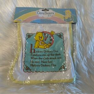 🎁3/$30 NEW VINTAGE Care Bears Baby Bib - White and Yellow